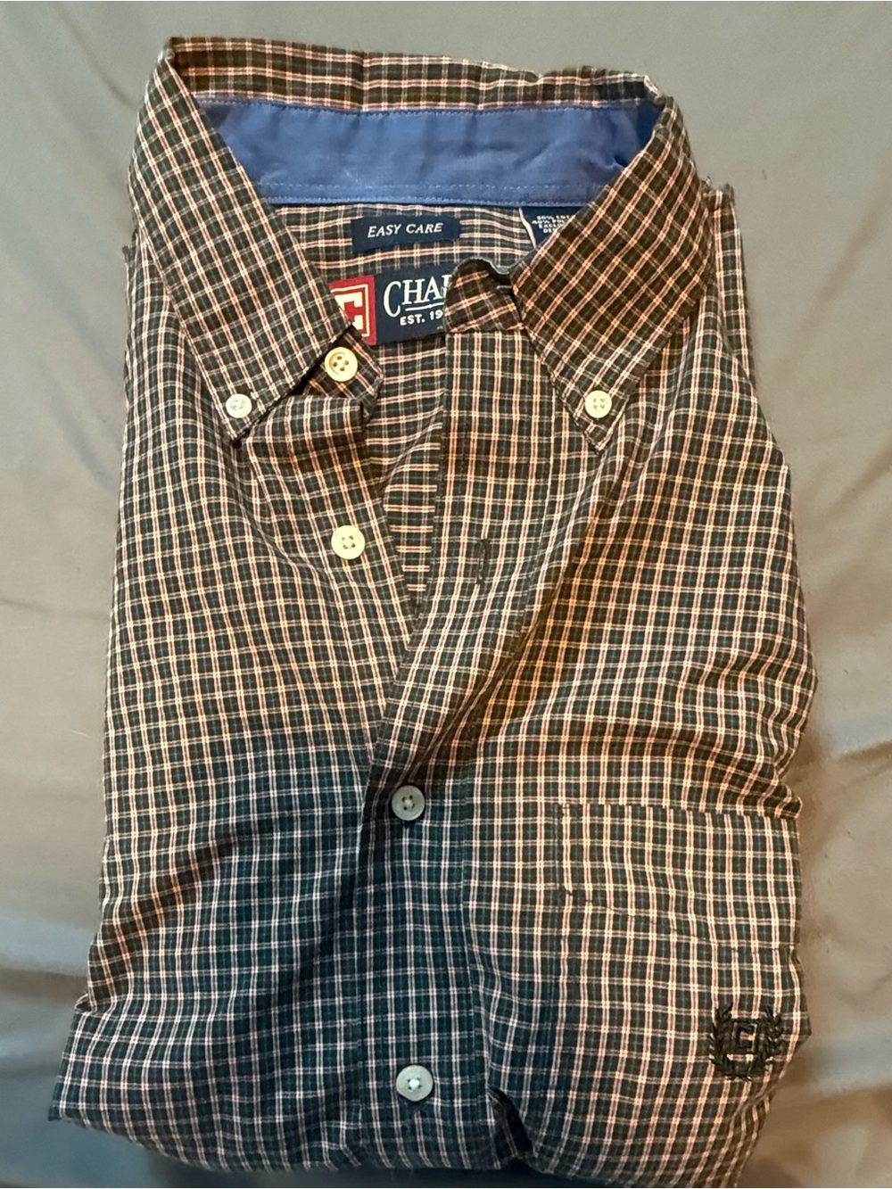 Chaps Men’s Button-Down Plaid Shirt - Blue and White